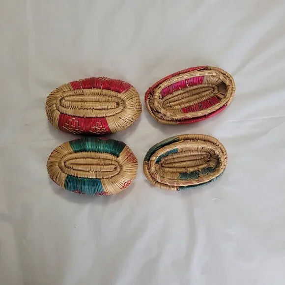 Baskets 2 Small Woven Vintage Handmade - Picture 6 of 15